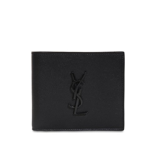 세인트로랑 Eastwest YSL 로고 그레인 레더 월렛 블랙